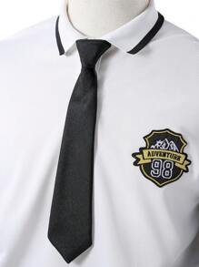 SHEIN Conjunto de 2 piezas de camisa polo de manga larga con bloques de color y pantalones para niño adolescente, estilo escolar de otoño/invierno, atuendos de vuelta al colegio