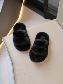 Dép quai trẻ em có quai, dép bông cho bé gái đi trong nhà và ngoài trời - màu đen - Xem 3