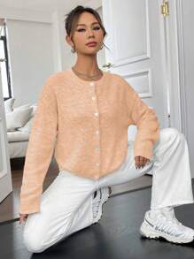 Flirla Casual & Fashionable Loose Cardigan, Spring/Autumn - Orange - View 4