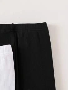 4pcs Baby Girls' Cute Ribbed Cat Printed Pants Set, Spring And Autumn