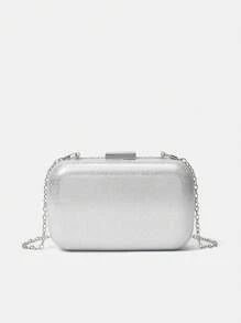 SHEIN Belle 女士、女士晚装包、手拿包、斜挎包、时尚、奢华、优雅、简约、个性化、多功能，适合新娘、伴娘、婚礼嘉宾、蜜月、婚礼、新娘送礼会、舞会、俱乐部、约会、生日、晚会、约会之夜 - 銀色 - 查看 4