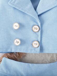 SHEIN Conjunto de blazer y falda plisada de estilo elegante y dulce para niñas pequeñas, primavera otoño - Azul - Ver 4