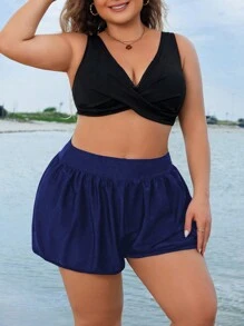 Plus Size Pleated Loose Comfy Solid Color Minimalist Fashionable Beach Pants Summer