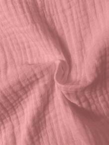SHEIN LUNE 女士纯白色绉布双层口袋门襟纽扣休闲衬衫 - 粉色 - 查看 7