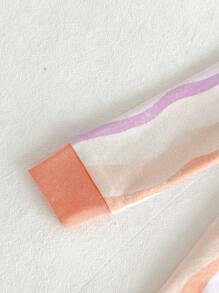 Cozy Pixies 4pcs Baby Girl Ditsy Floral Knit Soft Crew Neck Short Sleeve Top And Pants Snug Fit Pajama Set - Purple - View 5