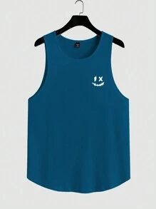 Manfinity Sporsity paquete múltiple de camisetas sin mangas para hombre con gráficos de dibujos animados lindos en azul, negro y blanco