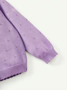 Cozy Pixies 女婴荷叶边针织开衫 - 紫色 - 查看 5