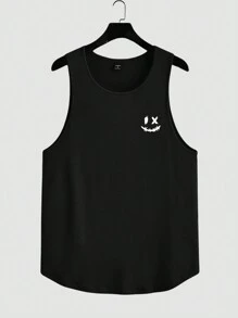 Manfinity Sporsity paquete múltiple de camisetas sin mangas para hombre con gráficos de dibujos animados lindos en azul, negro y blanco