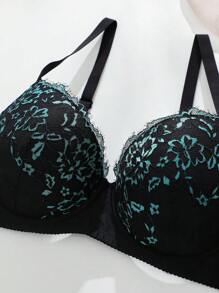 SHEIN 大码蕾丝日常胸罩和无钢圈胸罩 - 綠色 - 查看 5