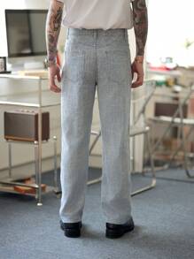 Manfinity EMRG Men's Dark Blue Jacquard Denim Suit - Dark Wash - View 7