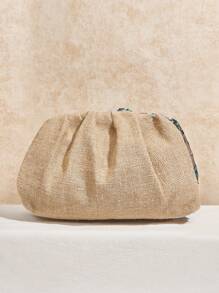 SHEIN VCAY 女士时尚植物亮片刺绣手拿包，优雅女士情人节手拿包，优雅、奢华女士包