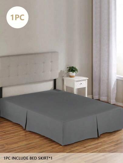 1 Stück 5-Falten einfarbiger Polyester Bettrock, kann verwendet werden um Unterbettaufbewahrung abzudecken