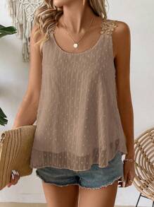 EMERY ROSE Women's Plain Minimalist Sleeveless Tank Top - Khaki - View 5