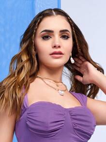 SHEIN X KAREN BARRERA SHEIN BAE Collar con colgante de girasol, joyería