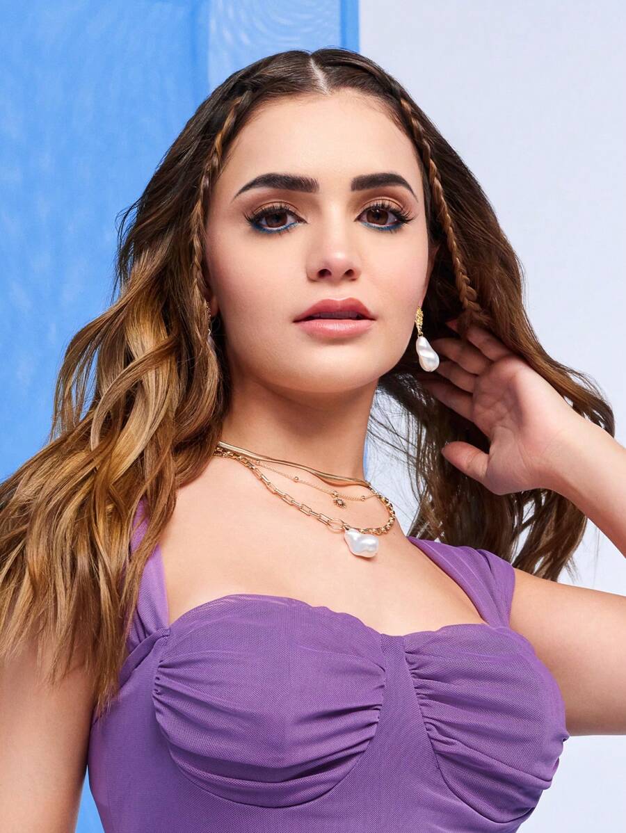 SHEIN X KAREN BARRERA SHEIN BAE Collar con colgante de girasol, joyería