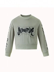 SHEIN 2 Stücke Mädchen Lässiges bedrucktes Sweatshirt Set