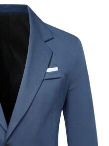 Manfinity Mode Men's Colorblock Lapel Collar Long Sleeve Business Suit Jacket And Pants Set, Spring Autumn