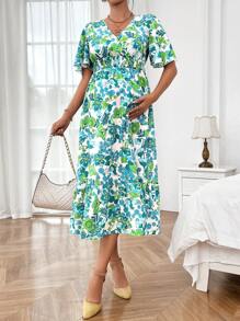 SHEIN Floral Print Casual Maternity Dress For Summer - Multicolor - View 3