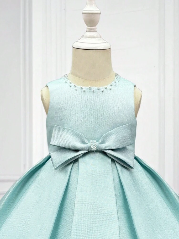Baby Girls' Colored Beaded Party Dress For Mexican Baby Girl's Day, Handmade Princess Dress Suitable For Evening Gala, Birthday Party