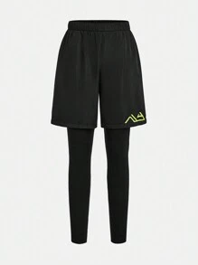 SHEIN Leap Crew Tween 男童渐变色扎染印花长袖 T 恤和裤子 2 件套运动套装 - 彩色 - 查看 3