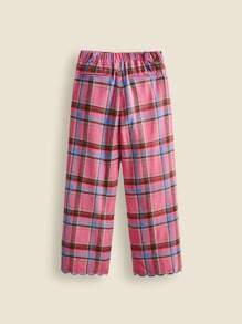 SHEIN Tween Girls Cute Plaid Woven Flare Hem Straight Leg Casual Palazzo Pants, Back To School Festive Delight - Multicolor - View 2