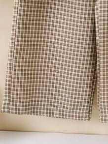 SHEIN 2 件套年轻女孩休闲无袖上衣和格子裤套装，春夏 - 杏色 - 查看 7