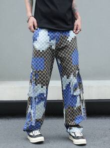 NEOSTRIT Men's Allover Print Contrast Color Pocket Casual Street Jeans - Multicolor - View 3