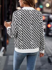 SHEIN LUNE Women Contrast Color Print Minimalist Casual Long Sleeve Jacket