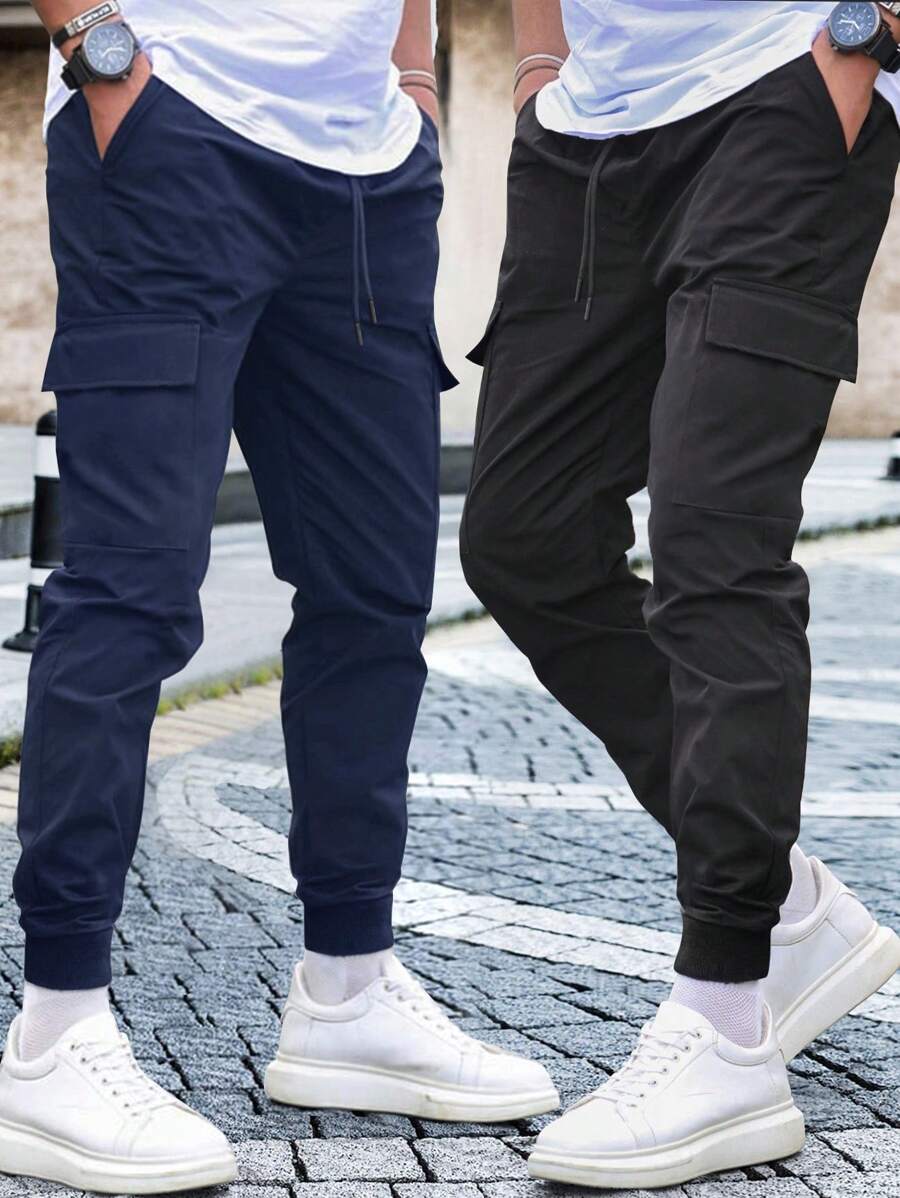 Manfinity Homme 男士休闲松紧腰紧身慢跑裤 - 彩色 - 查看 1