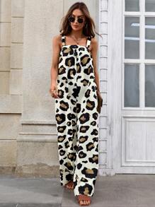 SHEIN LUNE Women's Spaghetti Strap Criss-Cross Printed Jumpsuit