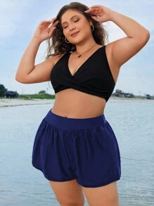 Plus Size Pleated Loose Comfy Solid Color Minimalist Fashionable Beach Pants Summer
