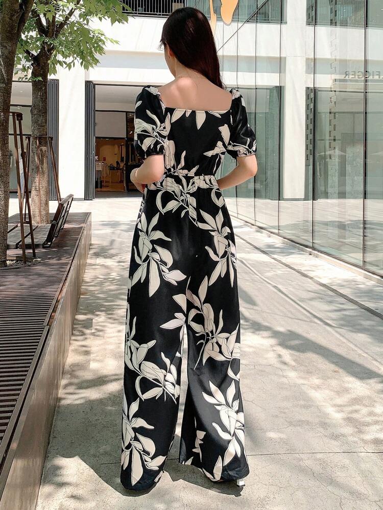 Women's Floral Print Off-Shoulder Jumpsuit, Casual Loose Pants Women Jumpsuits Vacation Outfits Women Jumpsuit Boho