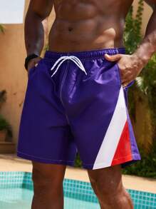 Surfspeed Men's Plus Size Color Block Simple Style Casual Tie Beach Shorts - Multicolor - View 5