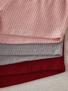 Set de pijama con camiseta de tirantes y shorts de mujer de unicolor acanalado - Multicolor - Ver 4