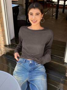 Livesso Women Solid Color Long Sleeve Casual Blouse, Spring & Autumn,Fall Women Clothes - Grey - View 4