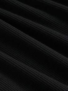 SHEIN MOD Mono de manga larga con cuello alto negro para mujer, mono-vestido versátil, atuendo de principios de otoño de manga larga para ropa y conjuntos de mujer en otoño