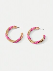 Twin Melody X SHEIN Aretes envolventes exagerados de alta gama y retorcidos tejidos de moda europea y americana para mujeres, aros C chic y versátiles