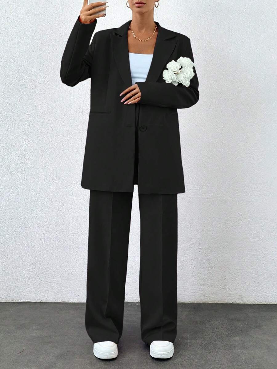 SHEIN Tall Pink Oversize Suit Sets, Tall Women - Black - View 1