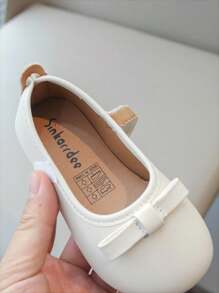 1pair Girls' Bowknot Design Flat Shoes, Suitable For Spring And Summer