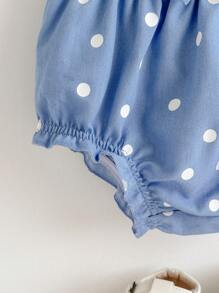 Cozy Pixies 2pcs Baby Girl Ditsy Floral Ruffle Collar Pullover Top And Polka Dot Shorts Set - Blue - View 7