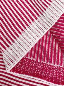 SHEIN Unity Plus Size V-Neck Striped Print Casual Long Sleeve Pullover Sweater Knit Pullover Fall Winter - Pink - View 7