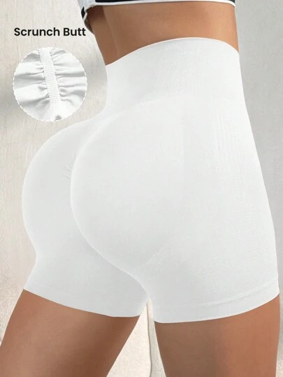 Easithlete 女士纯色简约日常运动短裤/无缝/高腰女士运动短裤、健身短裤、骑行短裤