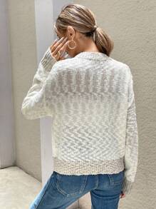 Chiquease Kontrast Farbige Lässig Strickjacke mit Knopfverschluss