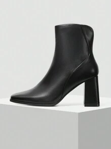 MOTF PREMIUM WOMEN FASHION SIMPLE SOLID COLOR SIDE ZIP HIGH HEEL ANKLE BOOTS FOR AND NEW YEAR HOLIDAY, SPRING SHOES SPRING BREAK EASTER FOR CHRISTMAS