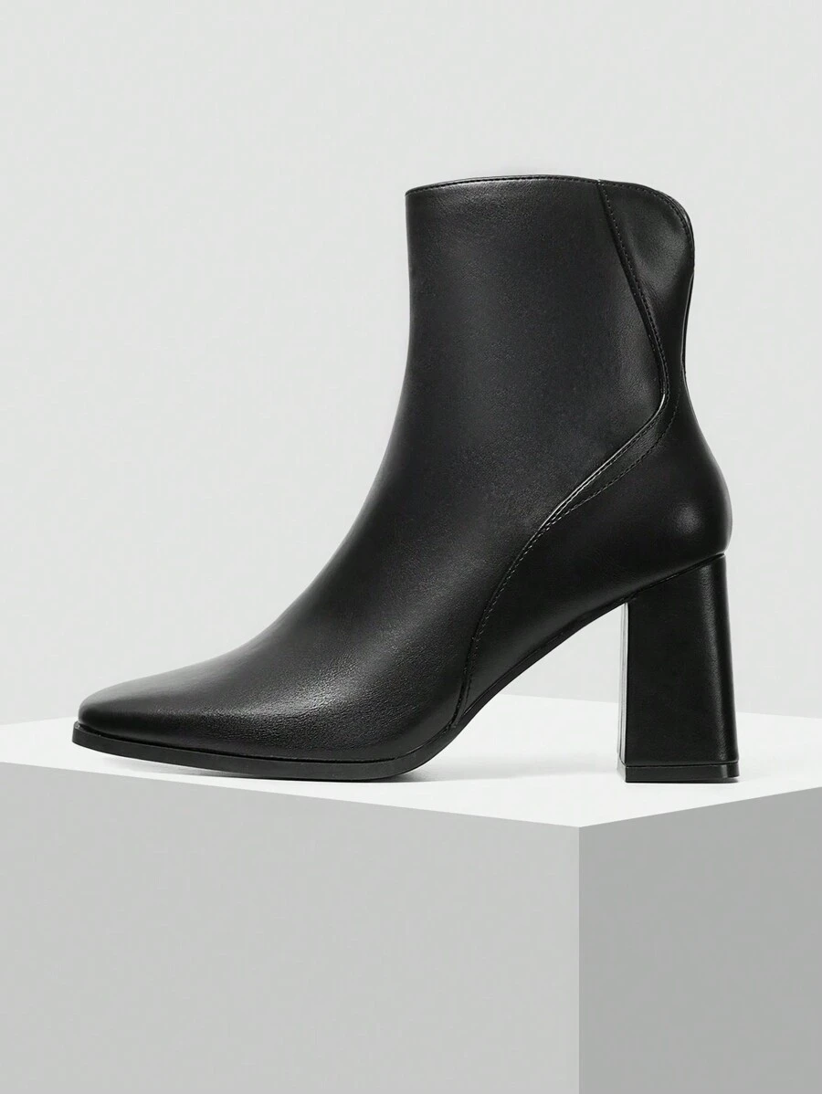 MOTF PREMIUM WOMEN FASHION SIMPLE SOLID COLOR SIDE ZIP HIGH HEEL ANKLE BOOTS FOR AND NEW YEAR HOLIDAY, SPRING SHOES SPRING BREAK EASTER FOR CHRISTMAS