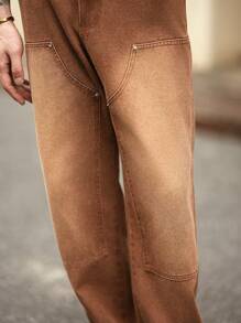 Manfinity Homme Men Slant Pocket Straight Leg Jeans - Coffee Brown - View 4