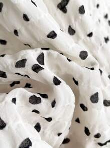 Soleia Gaun Liburan Motif Polkadot Tanpa Lengan dengan Tali Bahu Tipis Ukuran Plus, Tanpa Punggung, dan Motif Polkadot di Bagian Pinggang - Hitam dan Putih - View 6