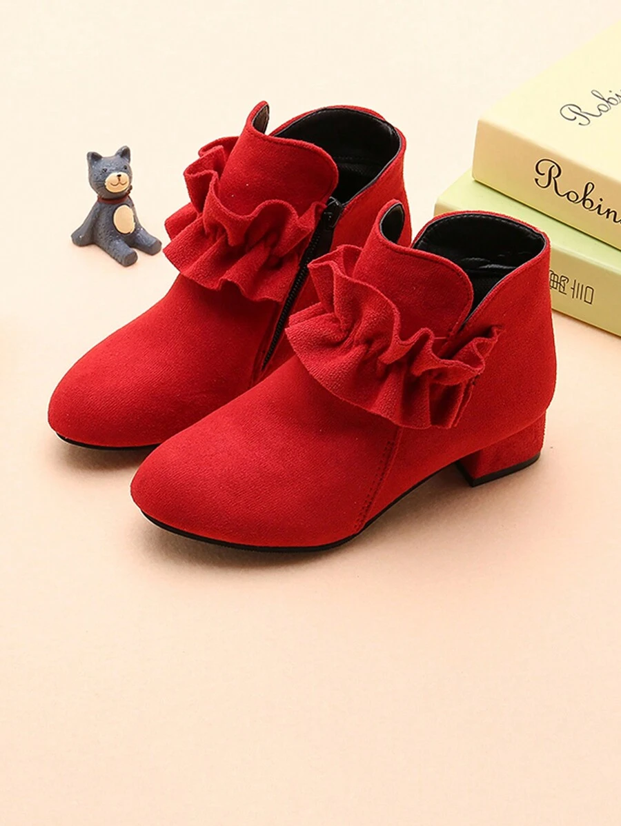 儿童时尚舒适简约休闲靴 - 紅色 - 查看 1