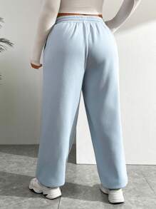 CovetEZ Plus Slant Pocket Drawstring Waist Sweatpants - Multicolor - View 7