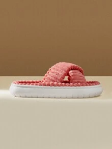 CUCCOO 女士毛绒舒适家居拖鞋 学校用品 返校 万圣节 圣诞节 - 酒紅色 - 查看 9